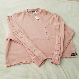 Pink Victoria's Secret snap sleeve boyfriend crew